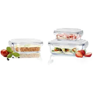 Click`n Store Frischhaltedosen Glas Set Gefrierdosen BPA frei