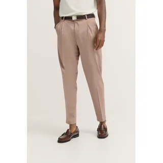 Bundfaltenhose BUGATTI, Herren, Gr. 35, Länge 32, beige (50, beige), 98% Baumwolle, 2% Elasthan, unifarben, loose fit, Hosen Bundfaltenhose, mit Satin-Stretch