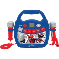 Lexibook MP320SPZ Spider-Man-Tragbarer digitaler Karaoke-Player für Kinder-Mikrofone, Lichteffekte, Bluetooth, Aufnahme-und Sprachwechslerfunktionen, wiederaufladbarer Akku, Schwarz