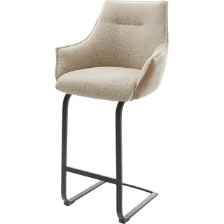 DeLife Barstuhl Alja-Flex Materialmix Mikrofaser Schlamm / Bouclé Schlamm Freischwinger flach Metall Schwarz Taschenfederkern, Barstühle