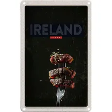 Blechschild 20x30 cm - Irland Fleisch Steack Gabel