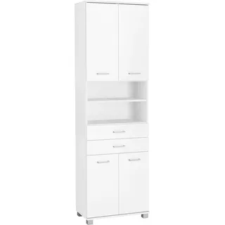 Schildmeyer Hochschrank »Mobes, Made in Germany«, Breite/Höhe: 59,8/193,7 cm, Badschrank mit 2 breiten Schubkästen, weiß