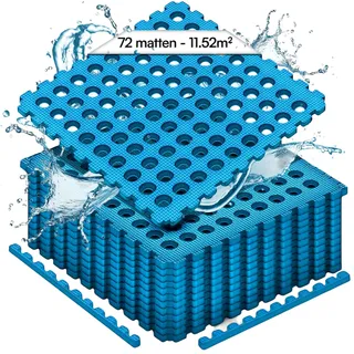 Meisterhome 72 Stück Bodenschutzmatte Pool Unterlegmatte Poolmatte Bodenschutz Matte für den Pool - 40 x 40 x 1 cm - Whirlpool Plantschbecken – Blau