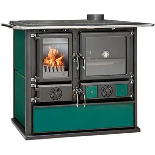 None Festbrennstoffherd "»Cook Premium« Green Pepper, Aufstellort in deinem Zuhause", Küchenofen, Ofenherd zum Heizen, Kochen & Backen,