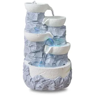 Zen Light Innenbrunnen Cascade 4 Levels Jar Natural Stone Effect Farbe Licht farbenfrohe LED, außergewöhnliche Geschenkidee, H 31cm - Ganda Zen'light
