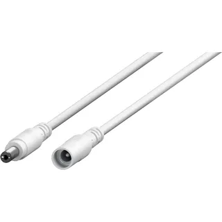goobay DC Strom Verlängerungskabel (5,5 x 2,5 mm Stecker), 3m Netzteil Verlängerung ideal für LED-Streifen, Fritzbox, Router & Kameras, 5-24V, 5A Max, weiß