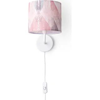 Wandleuchte Stofflampenschirm Tischlampe Nachttischlampe E14 Vintage Retro Rund - Weiß