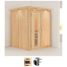 Bild Sauna »Milaja«, (Set), 3,6-kW-Plug & Play Ofen mit integrierter Steuerung beige