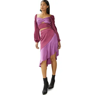 Chi Chi London Damen Asymmetrischer Satinrock in Lila Rock, violett, 38