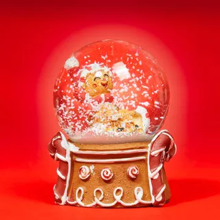 SIKORA SK40 Kleine Glas Deko Schneekugel Lebkuchen Mann Weihnachten Weihnachtsdeko D:45mm