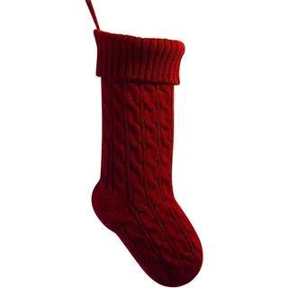 meioro 46cm Große Weihnachtsstrumpf, Kabel Gestrickt Nikolausstrumpf für Kinder, Klassische Weihnachten Befüllen Taschen Kamin Hängende Strümpfe für Familie Urlaub Party Dekorationen (Red,46cm/18”)