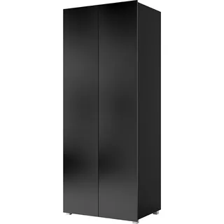 Kleiderschrank Drehtürenschrank in schwarz Hochglanz CAIRNS-132, B/H/T ca. 80/200/52 cm - Schwarz