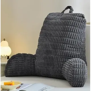 MeYxuxg Lesekissen für Bett und Sofa, 80x55cm Lesekissen mit RüCkenlehne für Erwachsene, Ergonomisches Bett Kissen Rückenkissen zum Fernsehen,Lesen, Spielen, Sitzkissen mit Rückenlehne(Dunkelgrau)