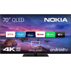 Nokia 70 Zoll (177cm) QLED 4K UHD Fernseher Smart Android TV (Netflix, Prime Video, Disney+), Sprachsteuerung: Google Assistant, beleuchtete Fernbedienung, Dolby Vision - QN70GV315ISW - 2023