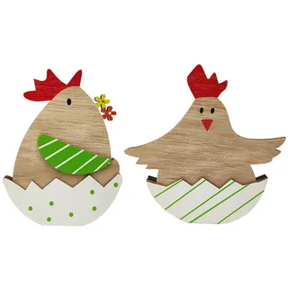 Deauparkoty 2 Stück Hühner Osterdeko aus Holz Ostern Deko Innen Easter Osterdekoration Lustige Aufsteller zu Ostern Frühlingsdeko für Tisch Fensterbank Frühling Küche