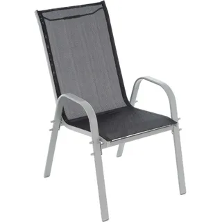 VCM Gartenstuhl 4er Set Stapelstuhl 55 x 58 x 93 cm schwarz/grau