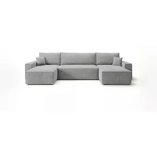CORNERO Ecksofa mit schlaffunktion CALIFORNIA MINI U-Form grau Cord Poso 55 - Schlaffunktion, Bettkasten - Grau