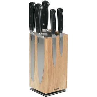 Magnet-Messerblock HANSEATIC "hanseatic PREMIUM, aus Holz, Messerblock Set, 6-tlg.", braun, B:11,5cm H:24,8cm, Messerblöcke, Magnet-Messerblock, elegantes Design, herausnehmbarer Borsteneinsatz, 360-Grad-drehbar