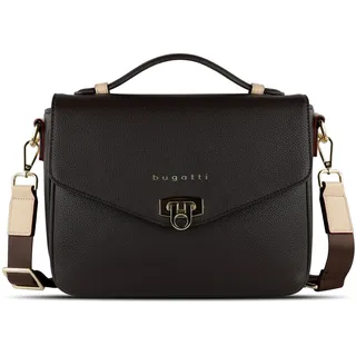 bugatti Ella Classic Bag für Damen, Umhängetasche aus Kunstleder, Henkeltasche, braun
