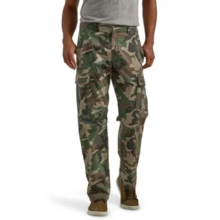 Wrangler Authentics Herren Stretch-Cargohose mit Lockerer Passform Hose, Camouflage grün braun, 48W / 32L