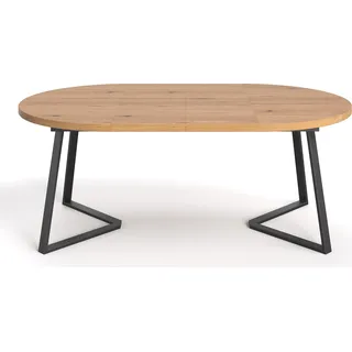 Runder Ausziehbarer Axis-Tisch aus Massivholz, 100 cm + Tischverlängerung 1x45 cm - Braun