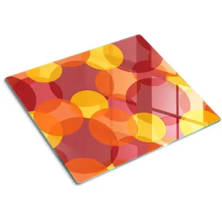 Tulup Glasplatte 60x52 cm Farbige Kreise , Glas , 60x0.4x52 cm , Küchen, Küchenelektrogeräte, Herde, Herdabdeckplatten
