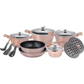 Berlinger Haus Rose Gold Topf-Set 11-tlg. 4 x Kochtopf + 2 x Bratpfanne + 3 x Küchenutensilien + 2 x Untersetzer