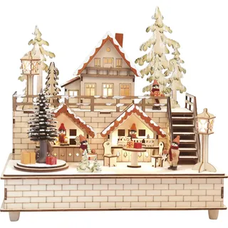 HGD Weihnachtsstadt mit Musik Box 30 x 21 x 29,5 cm beige