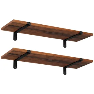 VASAGLE Wandregal 60 x 20 x 7 cm Braun und Schwarz