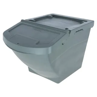 KERBL Futterbox stapelbar 60 Liter – mit Deckel, Kunststoff - Grau