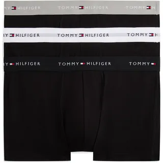 Trunk "TRUNK 3 PACK", Herren, Gr. XL (54), 3 Stk., grau heather, weiß, schwarz, Jersey, Obermaterial: 95% Baumwolle, 5% Elasthan, TOMMY HILFIGER UNDERWEAR, körpernah, Unterhosen Trunk, mit kontrastfarbenem Logobund