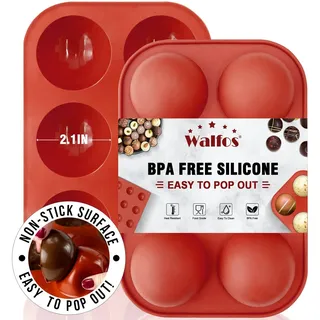 Walfos Bonbon- & Schokoladenformen, Mittlere Hemisphere Halbkugel-Silikonform mit 6 Hohlräumen, 2 Packungen Backform zur Herstellung von Schokolade, Kuchen, Gelee, Dome-Mousse