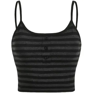 ZBJZUIMEI Damenweste Goth Punk Button Cami Top Frauen Sommer Y2k Kleidung Grunge High Street Ärmellose Spaghetti -Gurt Crop Streetwear-schwarz-s