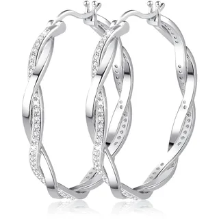 MILACOLATO Ohrringe Silber 925 für Damen Twisted Creolen Ohrringe Creolen 925 Silber & Gold Klein Mittel Groß Ohrringe Sparkly Cubic Zirkonia Leichtgewicht Mode Hypoallergene Ohrringe Für Damen