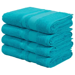 OTTO home Duschtücher "Vanessa, 4 Duschtücher, 70x140cm, in Standard- und Premium-Qualität" Handtücher mit Bordüre, 100% Baumwolle, einfarbig, weich, türkis