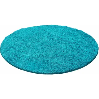 Ayyildiz Teppiche Hochflor-Teppich "Life Shaggy 1500, auch als Läufer und in Rund erhältlich" rund 30 mm Höhe Langflor, uni, große Farb- und Größenauswahl. Wohnzimmer, alle Räume, türkis