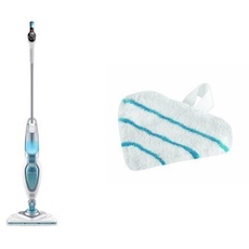 Black & Decker Dampfreiniger Steam Mop Deluxe, Stehender Dampf Mop für versiegelte Hartböden + Microfaser-Reinigungs-Pads, Delta-Ersatzpads für Delta-Aufsatz des Dampfbesen FSM1630 und Handdampfgerät