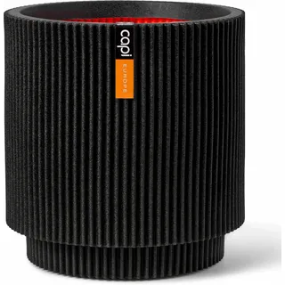 Capi Pflanzgefäß Zylinder Groove Ø 43,5 cm x 46 cm Schwarz