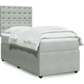 Langlebige Boxspringbett mit Matratze Hellgrau 90x200 cm Samt Gästebett mit Lattenrost Möbel9255580 - Grau