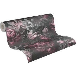 A.S. Création Vliestapete Rosen Grau Rosa