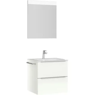 Nobilia Badezimmer , Weiß, Edelstahlfarben, Weiß Hochglanz , Metall , 2,2 Schubladen , F , 61 cm , Goldenes M, Made in Germany , Griffeauswahl, hängend, Zusatzausstattung erhältlich, Typenvielfalt , Badezimmer, Badmöbelsets & Badmöbelserien, Badmöbel-Sets