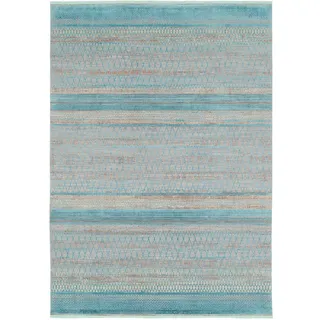 Dieter Knoll Webteppich , Grau, Türkis , Textil , Streifen , rechteckig , 65x130 cm , Oeko-Tex® Standard 100 , für Fußbodenheizung geeignet, pflegeleicht , Teppiche und Böden, Teppiche, Webteppiche