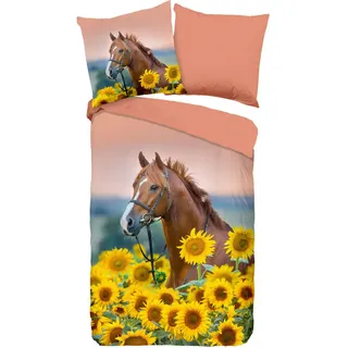 Jugendbettwäsche , Multicolor , Textil , Pferd , 135x200 cm , atmungsaktiv , Heimtextilien, Bettwäsche & Leintücher, Kinderbettwäsche