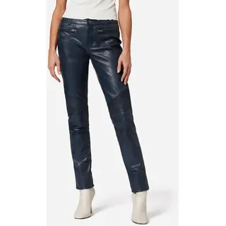 Ricano Damen Lederhose Lederjeans DONNA aus butterweichem Ziegen-Nappa Leder – Blau / M - Blau