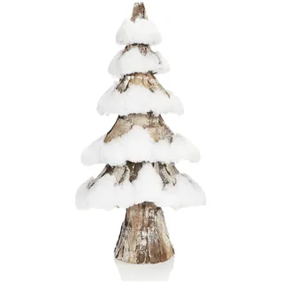 com-four® Deko-Weihnachtsbaum, dekorativer Kleiner Schmuckbaum, tolle Tischdeko, optimal für die Adventszeit, ergänzt Kränze und Girlanden (38cm mit Schnee weiß)