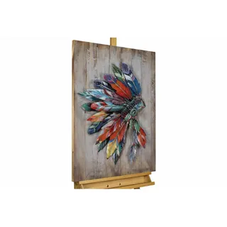 Kunstloft Metallbild Bunt 60/90 cm , Multicolor, Braun , Metall , 3.27x90 cm , Bilder & Rahmen, Bilder, Holz & Metallbilder