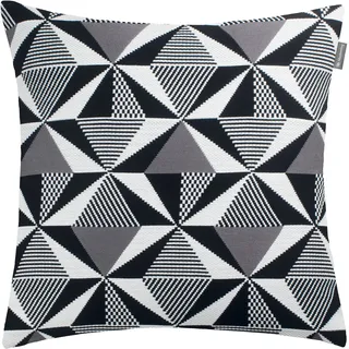Dekokissen MUSTERRING "Prism" Gr. 1, schwarz-weiß (anthrazit, grau, hellgrau, gemustert), B:45cm L:45cm, Baumwolle, Polyester, Dekokissen_Sitzkissen_Kissenhüllen, Dekokissen