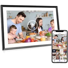Moman WF102 Digitaler Bilderrahmen mit IPS-Touchscreen, 16 GB, automatische Drehung, Teilen Sie Fotos und Videos mit der App, Familie und Freunde