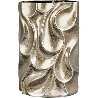 Casablanca by Gilde Tischvase »Relief, Höhe ca. 37 cm, mit Dellen-Struktur« dekorative Vase aus Keramik, Blumenvase, silberfarben