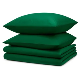 Blumtal Bettwäsche 2x 135x200cm + 2x Kissenbezug 80x80cm - Mikrofaser Bed Sheets 135x200cm - 4-er Set Bettwäsche Dunkelgrün - dunkelgrün